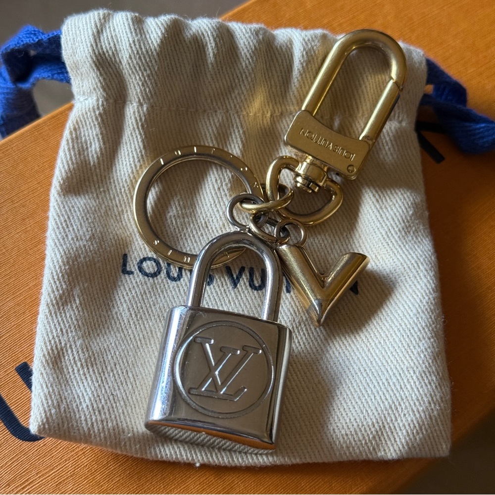 Authentic Louis Vuitton Kaleido Metallic Padlock Keychain LV Bag Charm